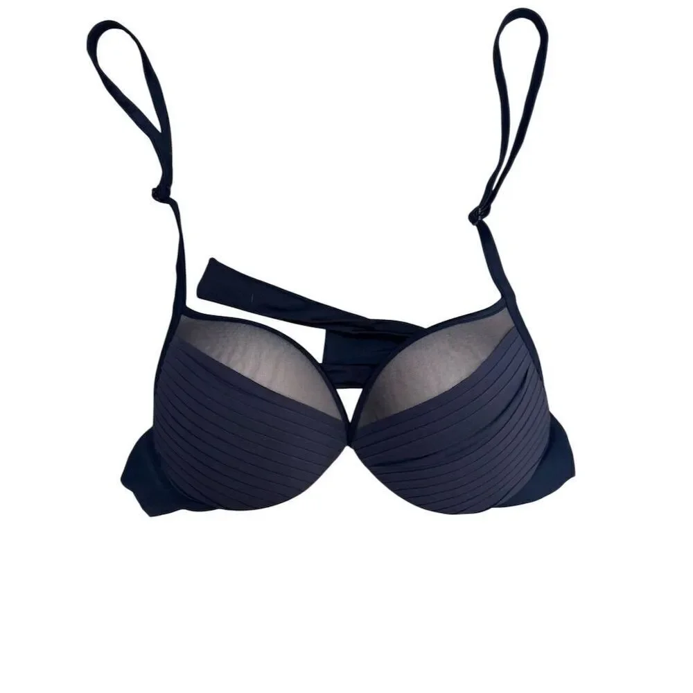 NWT Calzedonia  Women's Black Bikini Set L Padded Top Adjustable Straps